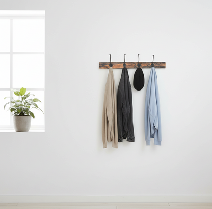 Wandgarderobe aus Altholz mit 4 Haken – rustikale Hakenleiste
