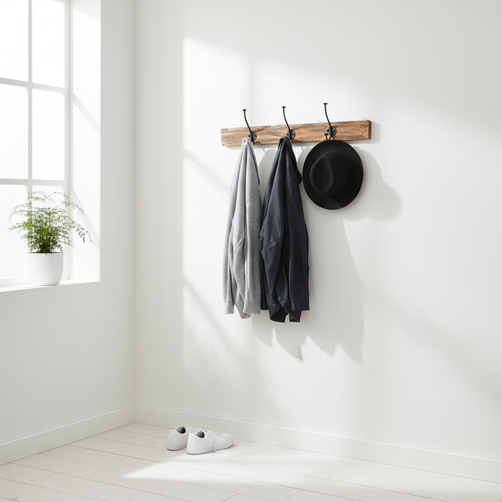 Wandgarderobe aus Altholz mit 3 Haken – rustikale Hakenleiste