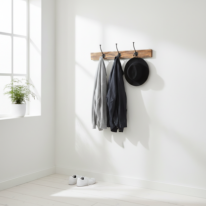 Wandgarderobe aus Altholz mit 3 Haken – rustikale Hakenleiste