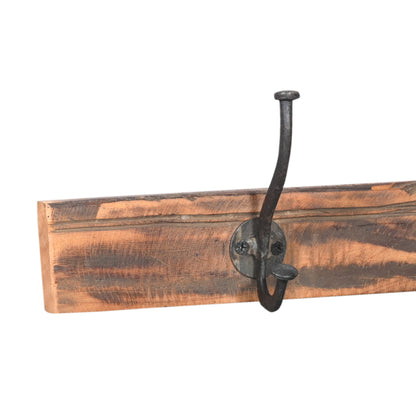 Wandgarderobe aus Altholz mit 5 Haken – rustikale Hakenleiste