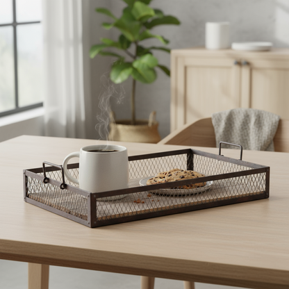 Rustikales Tablett mit Griffen