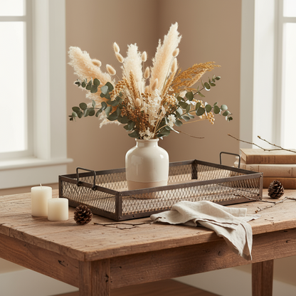 Rustikales Tablett mit Griffen