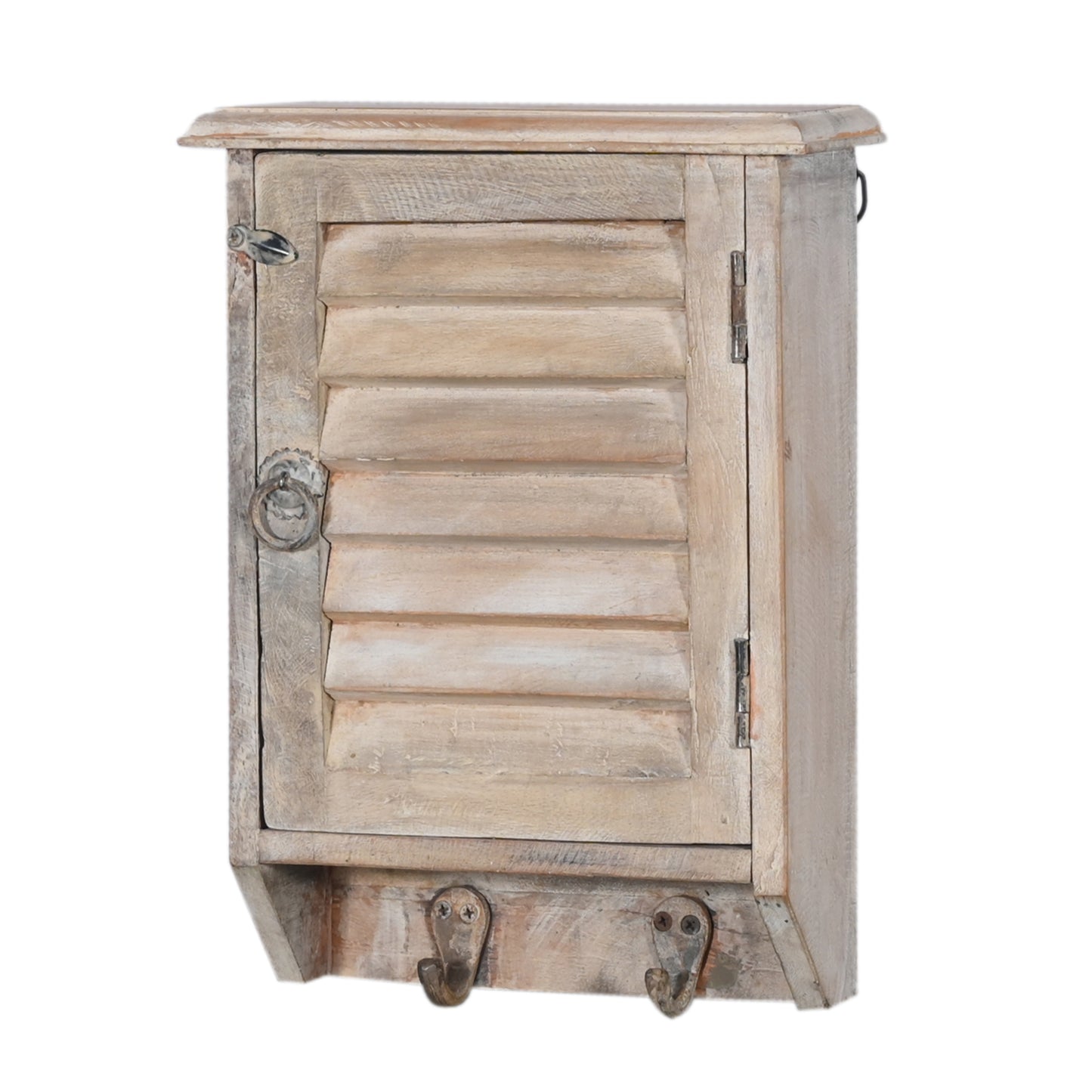 Schlüsselkasten aus Altholz Schlüsselschrank Vintage mit Lamellentür