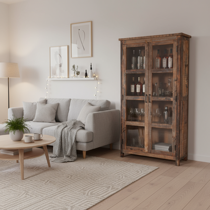 Vitrine aus Altholz mit 2 Türen