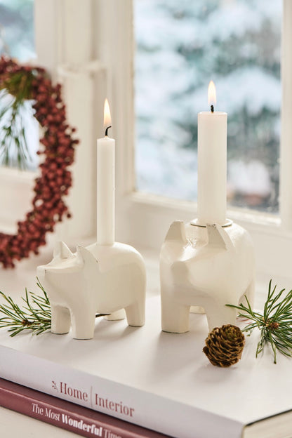 Kerzenhalter Kerze Schwein mit Metalleinsatz