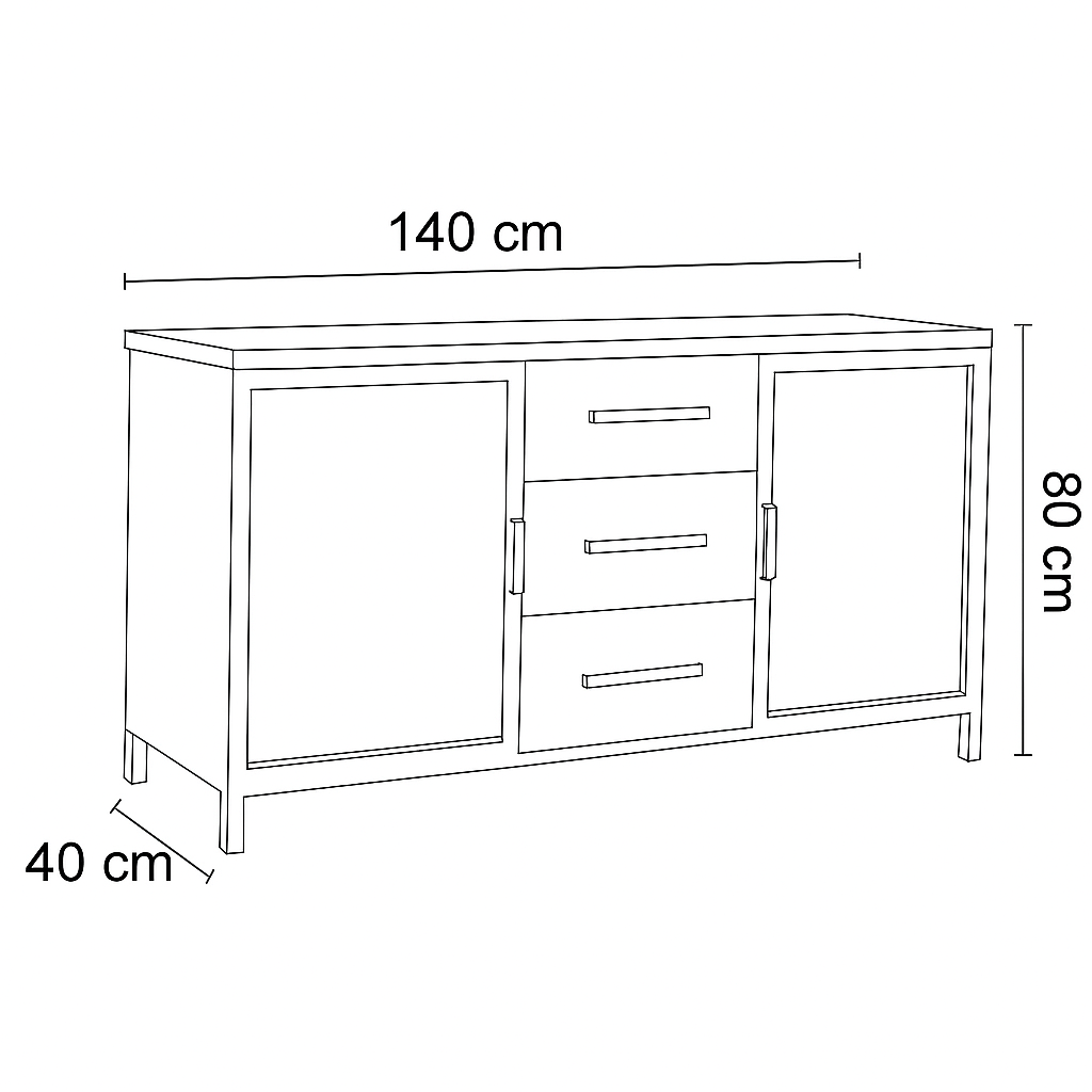 Sideboard Detroit aus Metall, Glas und Mangoholz