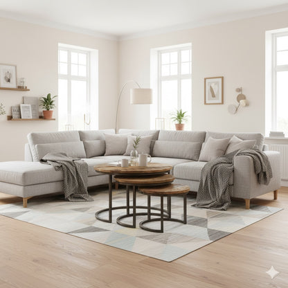 Couchtisch Detroit rund mit Metall und Mangoholz