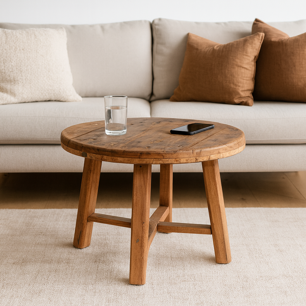 Couchtisch >Pugal< rund aus Altholz 60cm