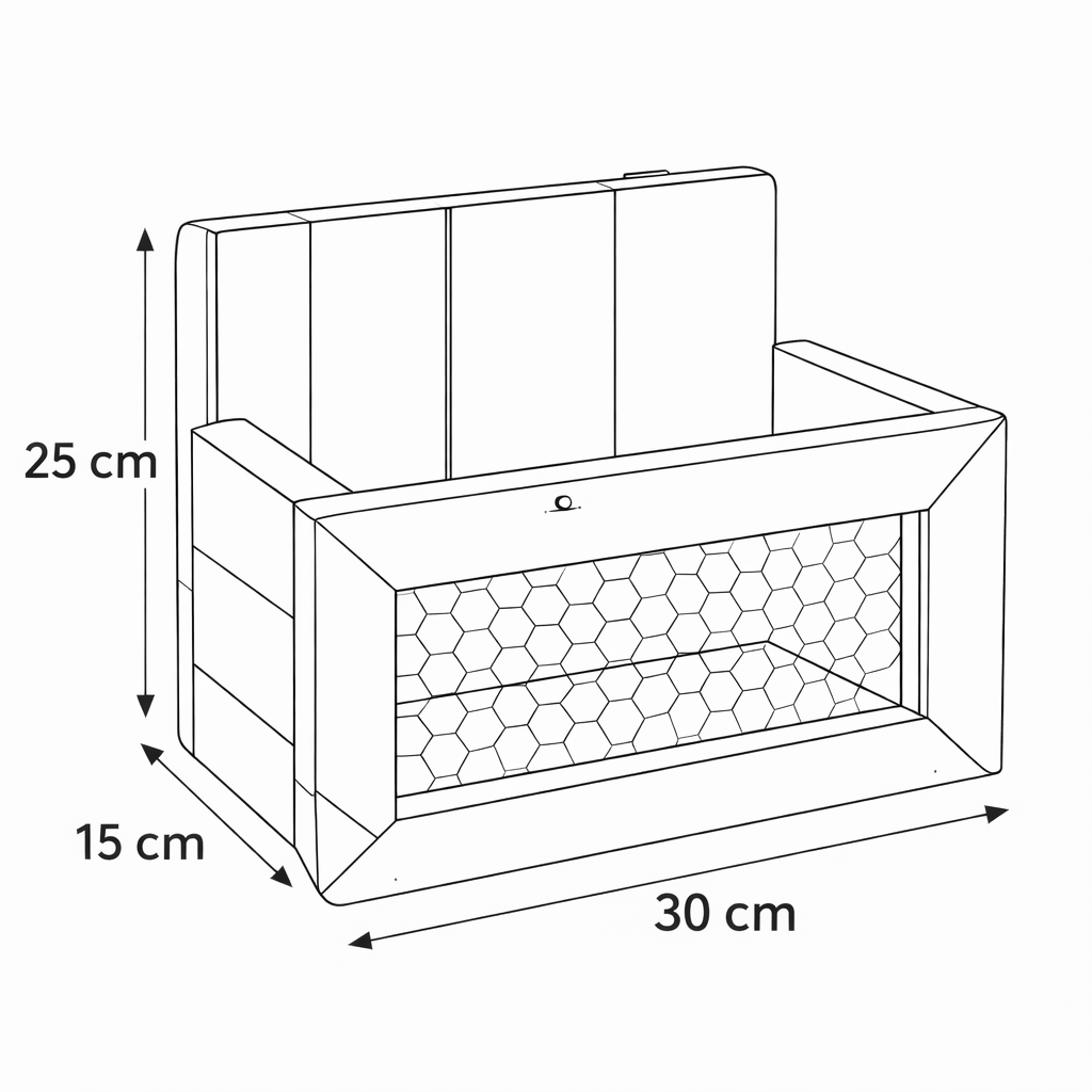 Wandregal aus Altholz mit Metallgitter