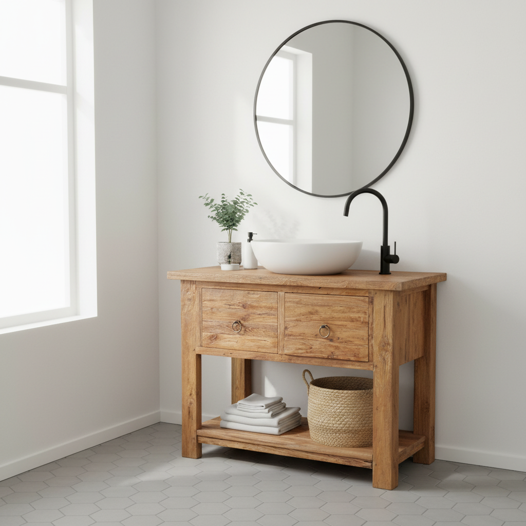 Waschtisch >Maikoor< 100cm Breite aus Recycle Teakholz