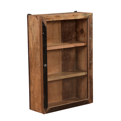 Wandschrank Vitrine mit Glas aus Altholz