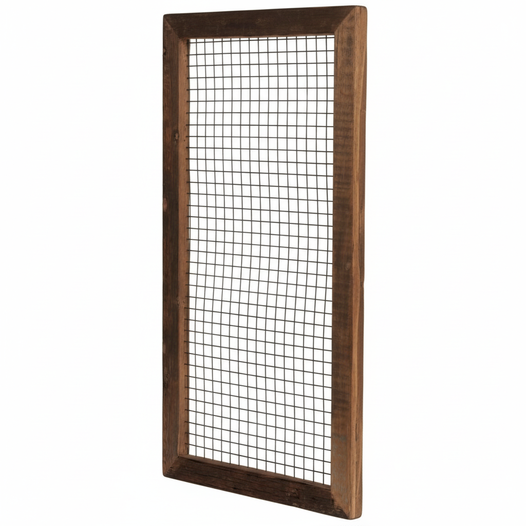 Holzrahmen mit Metallgitter