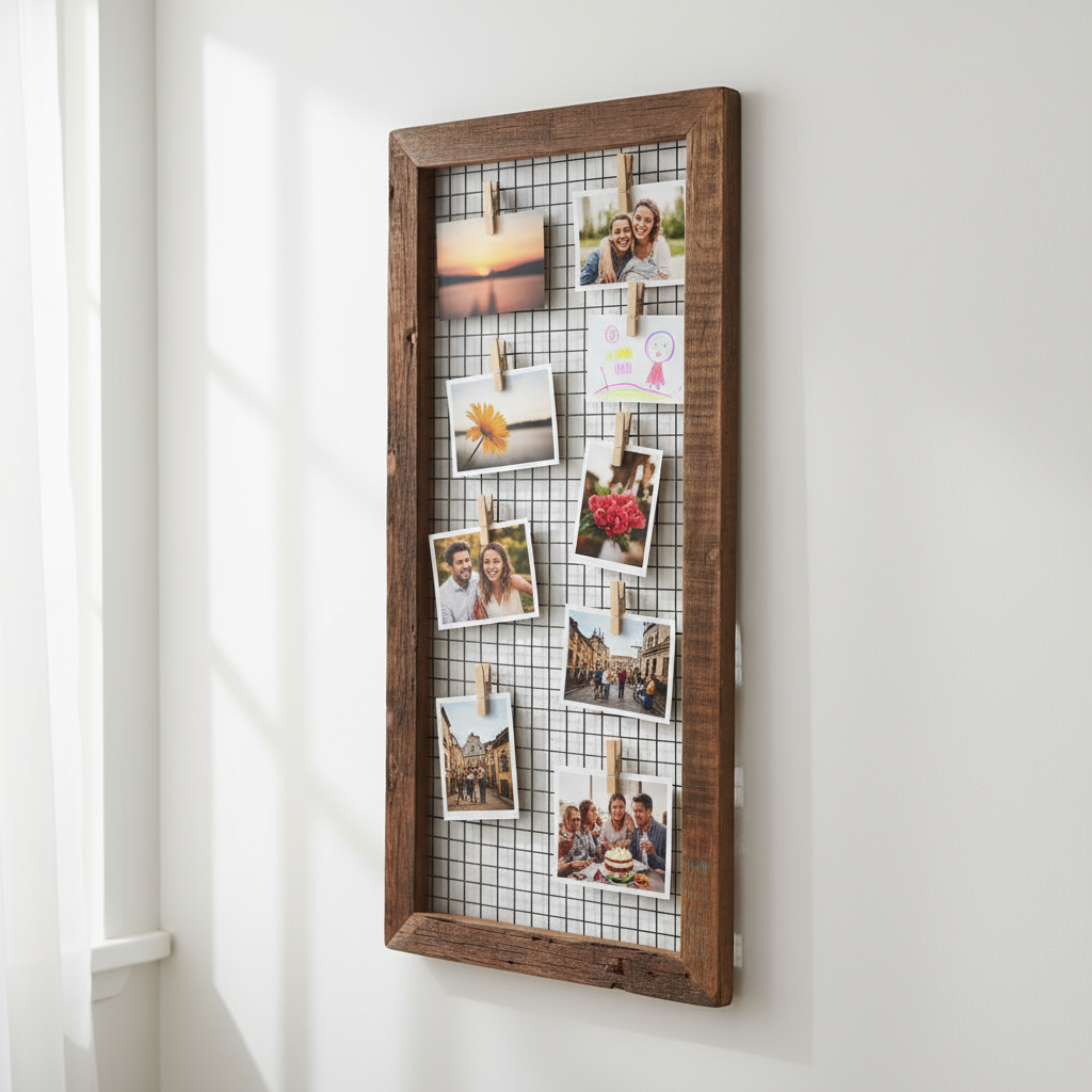 Holzrahmen mit Metallgitter