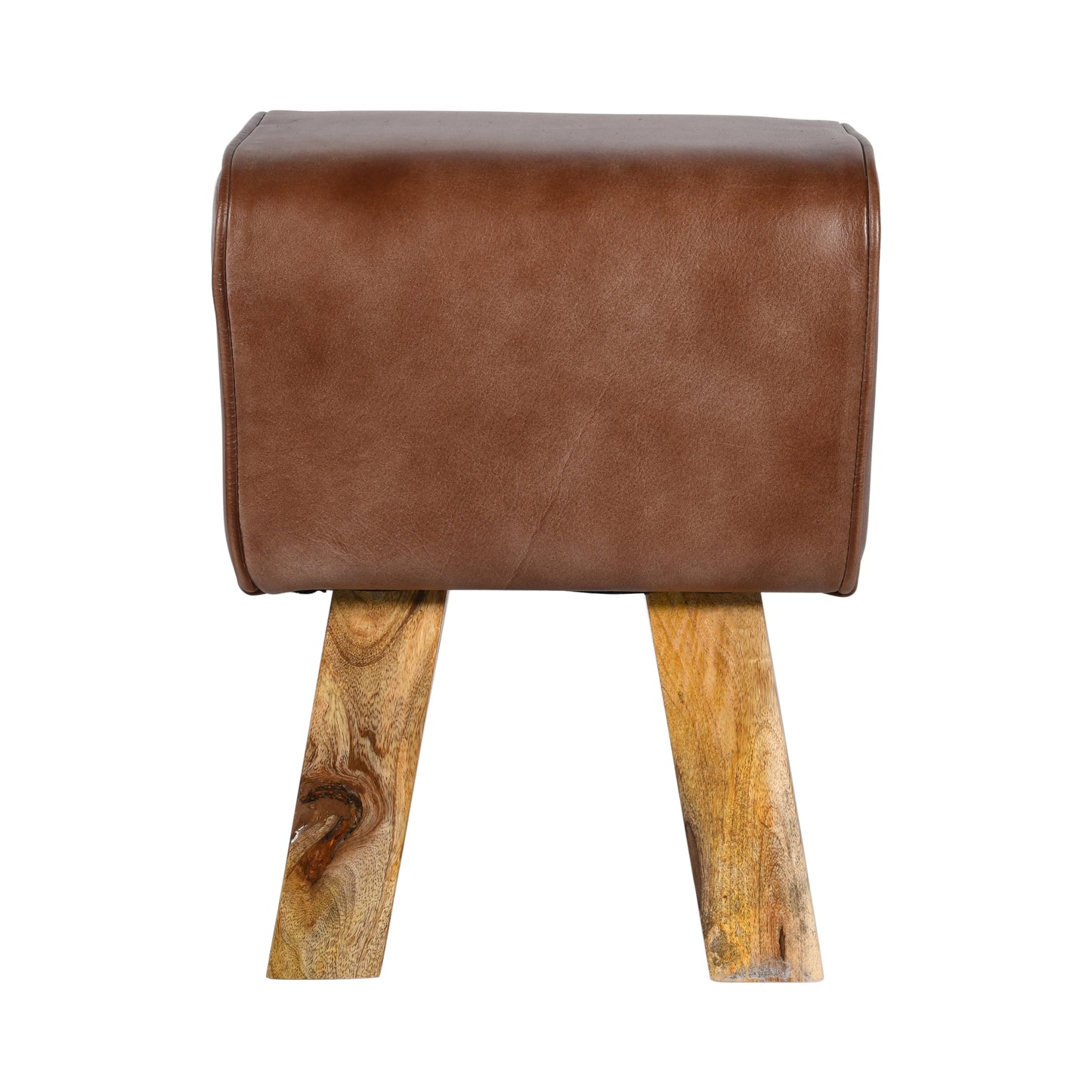 Hocker >Delhi< Premium Büffelleder mit Mangoholz - Farbe braun matt