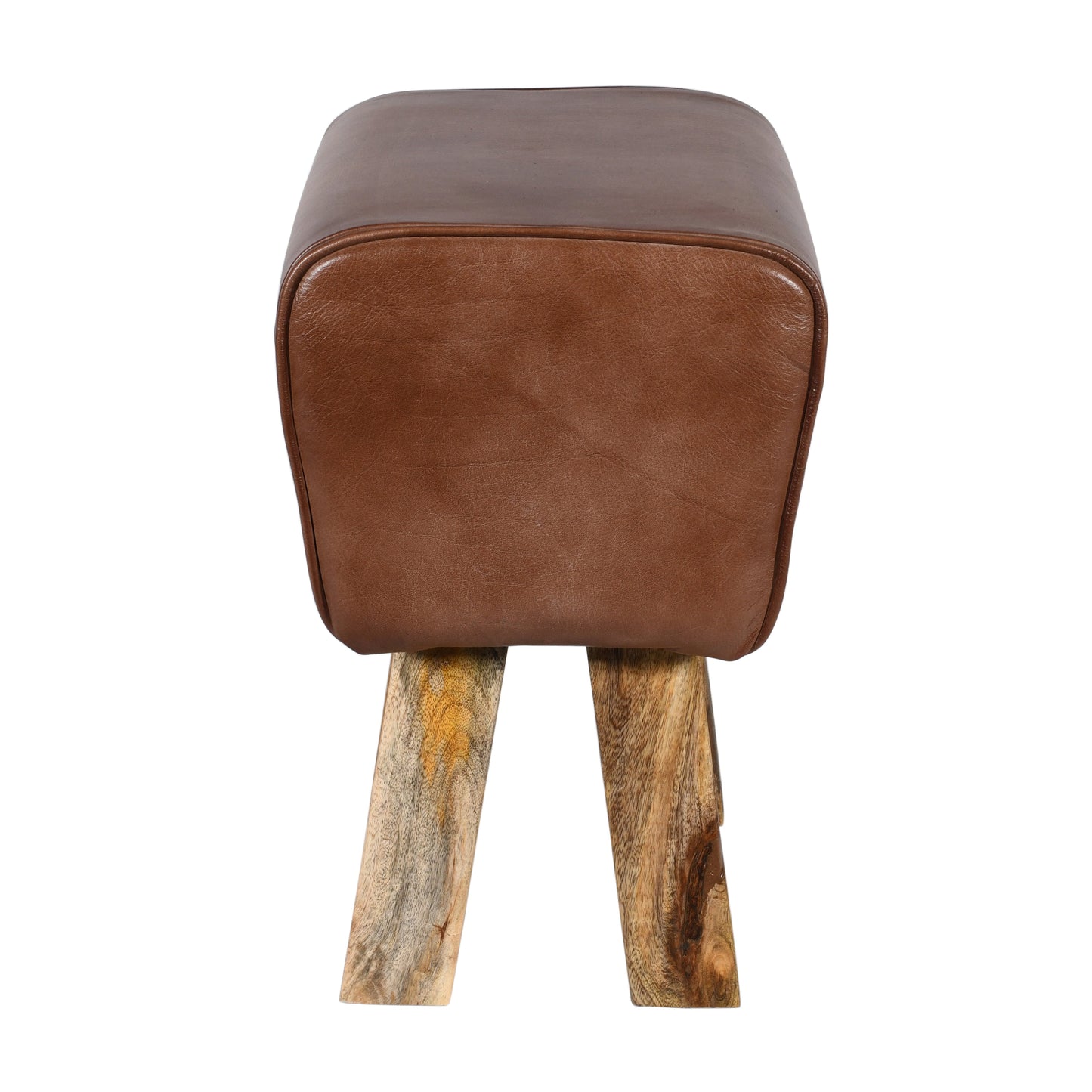 Hocker >Delhi< Premium Büffelleder mit Mangoholz - Farbe braun matt