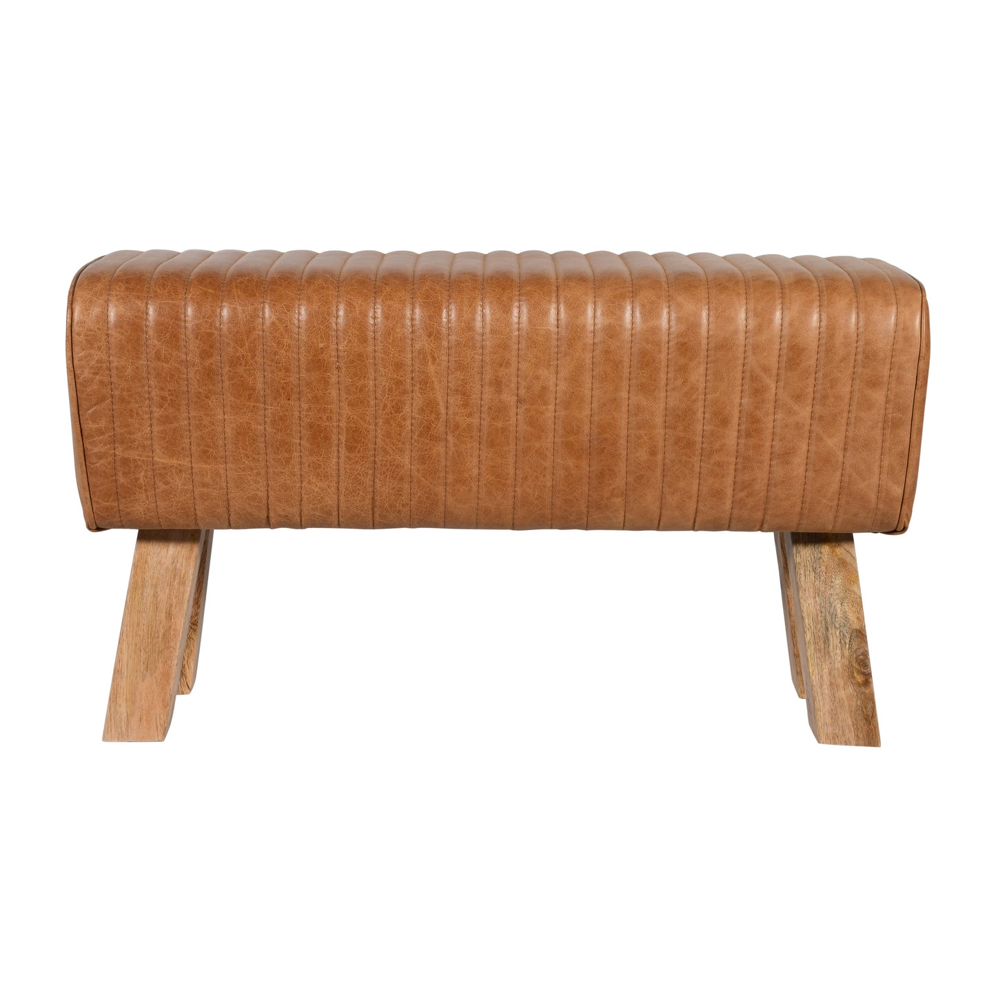 Bank >Jaipur< 86cm Premium Büffelleder mit Mangoholz - Farbe braun