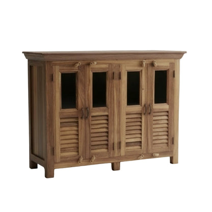 Kommode Vitrine aus Altholz & Glas