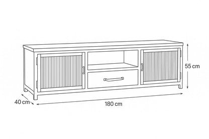 TV-Board 180cm >St. Louis< aus Metall & recycle Holz