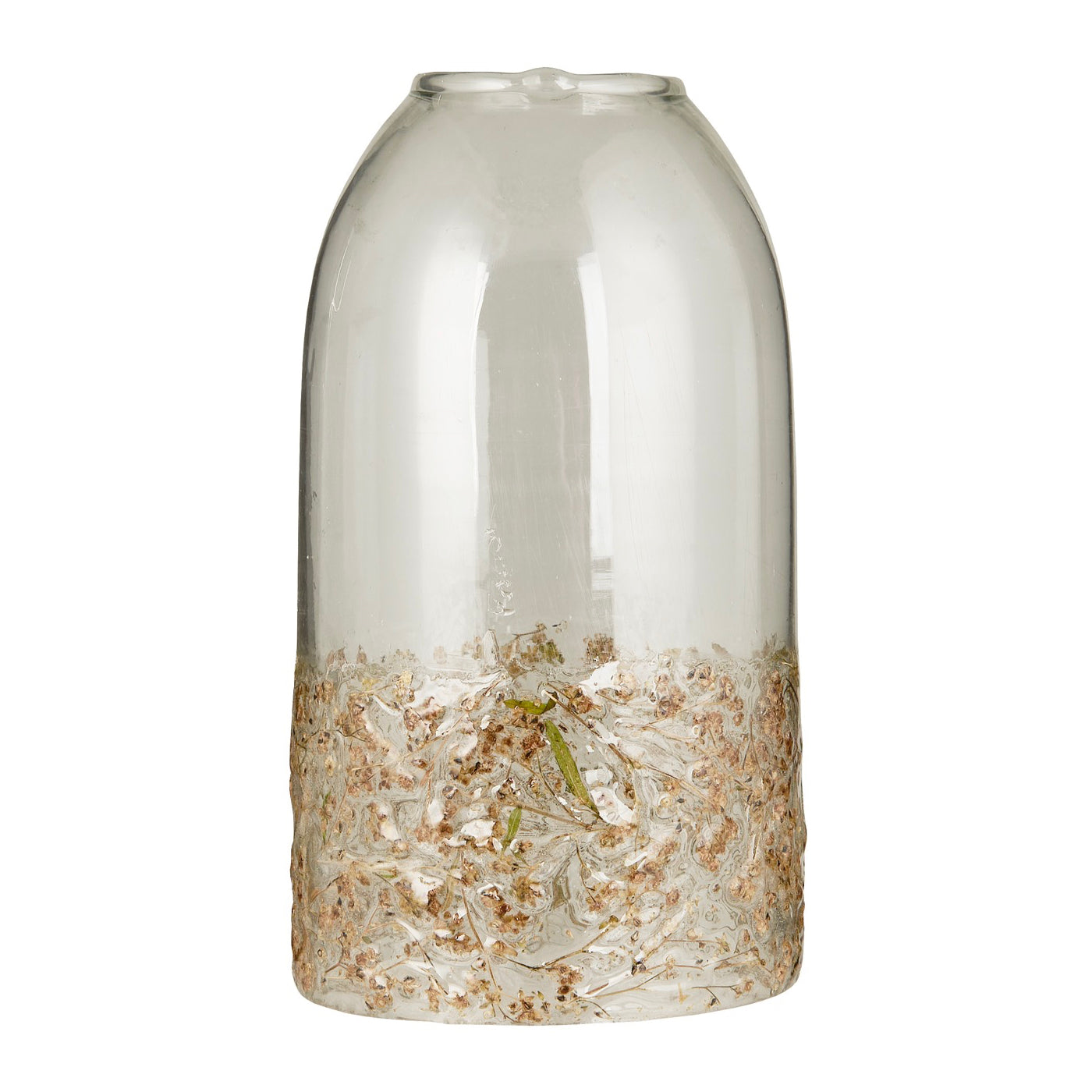 Glasglocke mit Gras im Glas