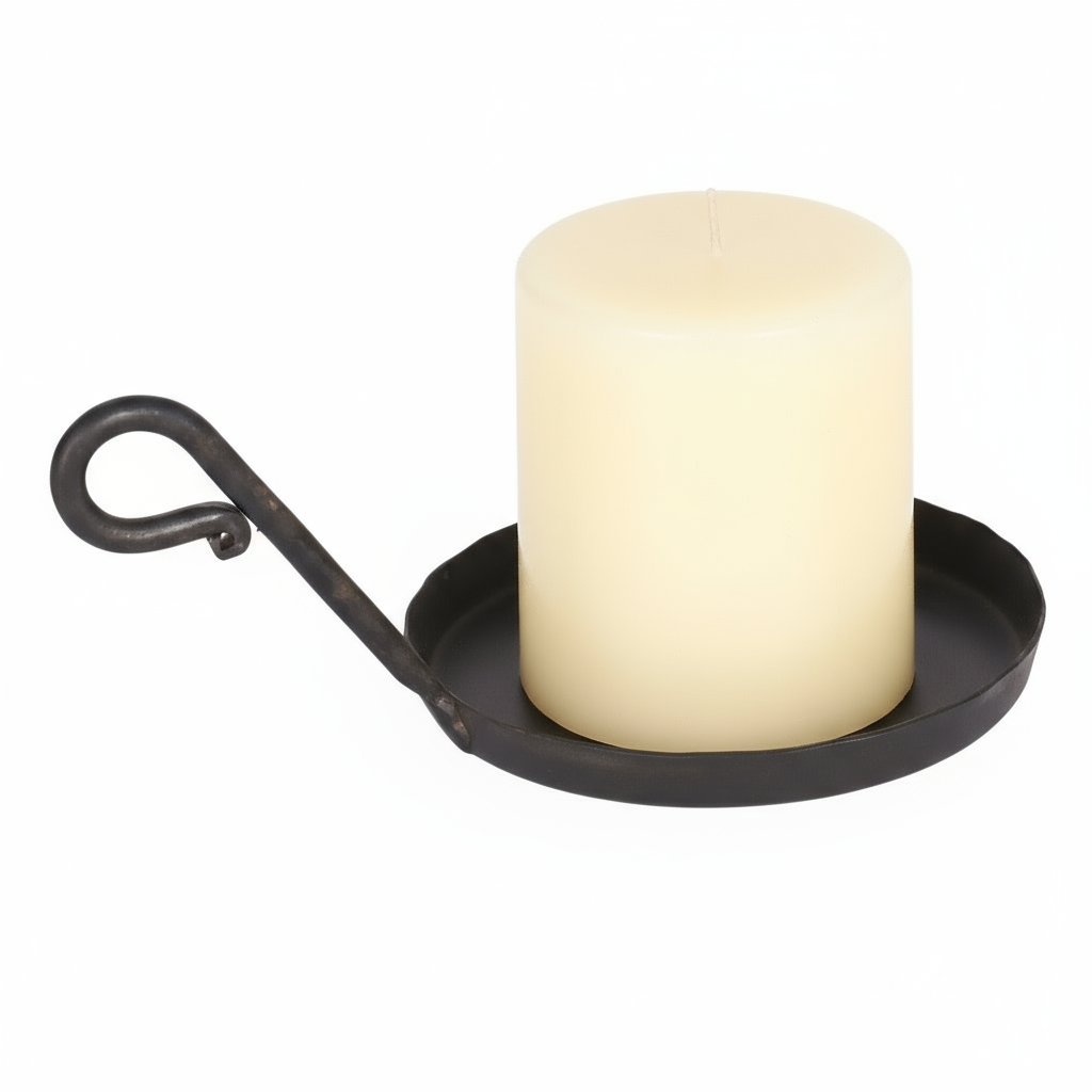 Kerzenhalter Schale aus Metall schwarz mit Griff