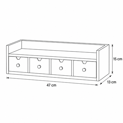 Wandboard aus Altholz mit 4 Schubladen