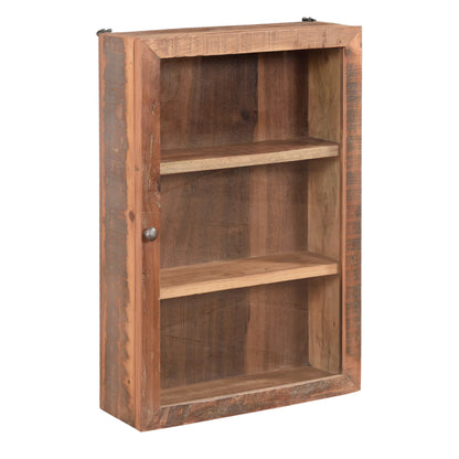 Wandschrank Vitrine mit Glastür aus Altholz