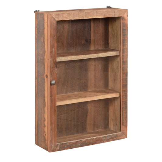 Wandschrank Vitrine mit Glastür aus Altholz