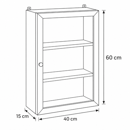 Wandschrank Vitrine mit Glastür aus Altholz