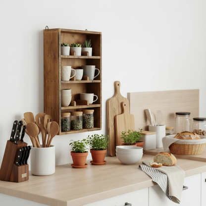 Tassenregal aus Altholz für 12 Tassen