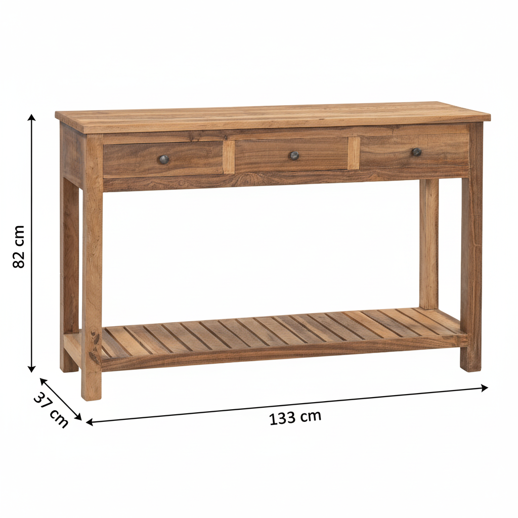 Konsole aus Altholz mit 3 Schubladen - 130cm