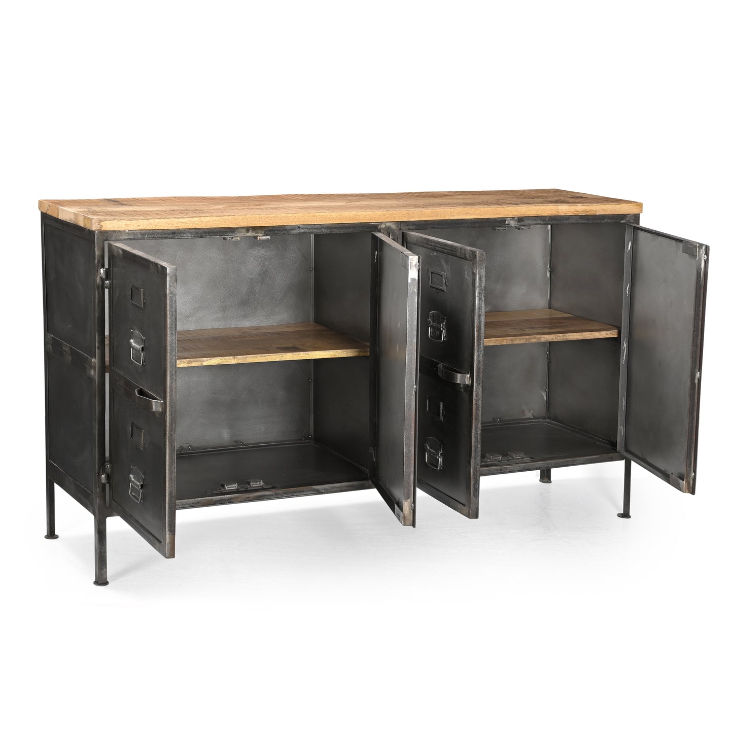 Sideboard Detroit aus Metall und Mangoholz