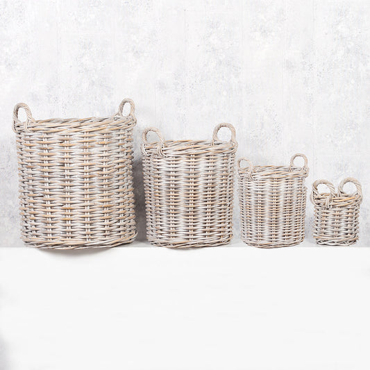 Korb >Florenz< rund aus Rattan White Wash - versch. Größen