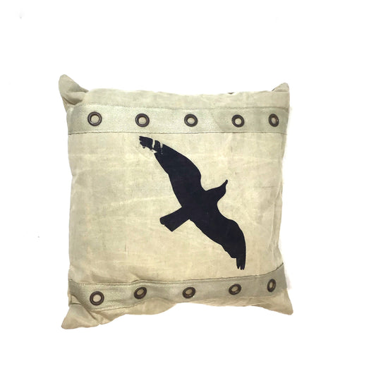 Canvas Kissen Möve sandfarben mit Ösen 50x50cm