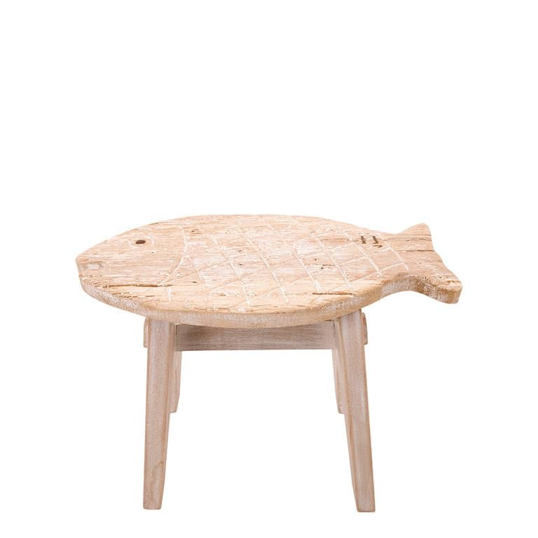 Hocker maritim mit Fisch aus Holz