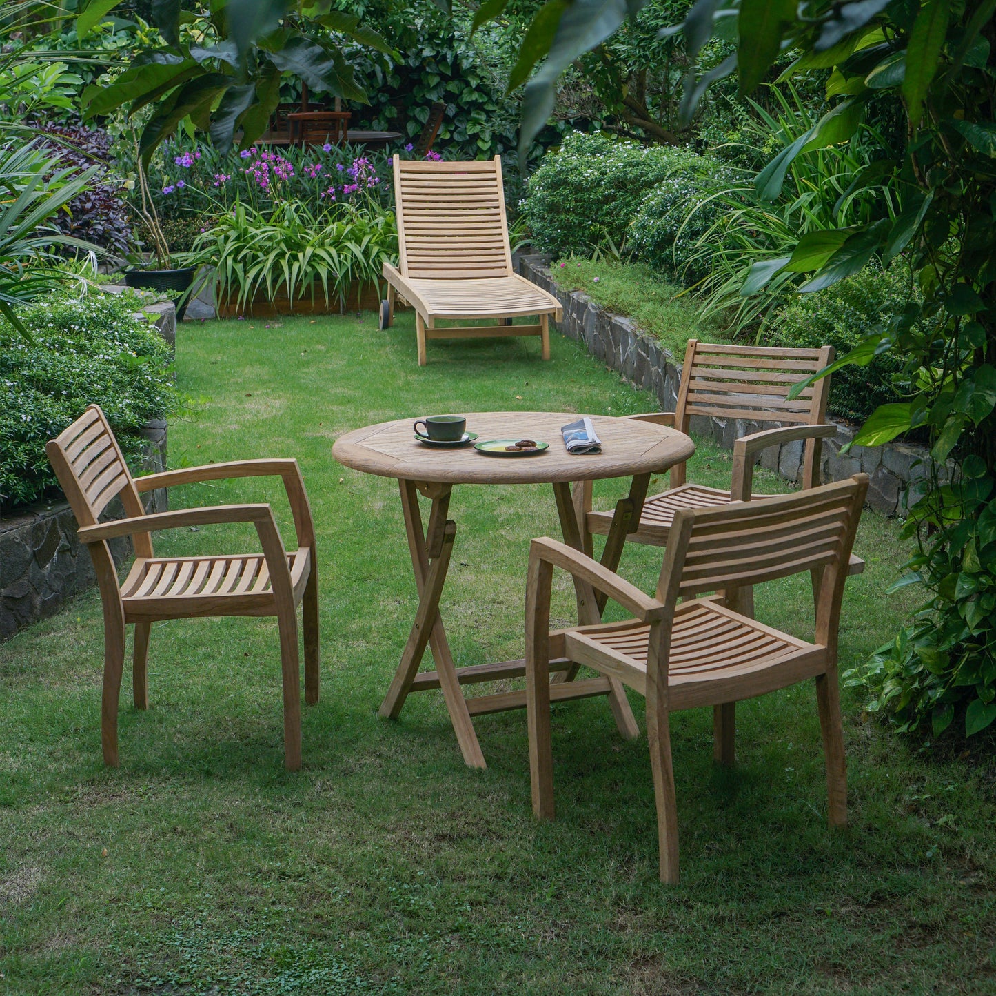 Gartenliege >Lombok< aus Premium Teak - Natur
