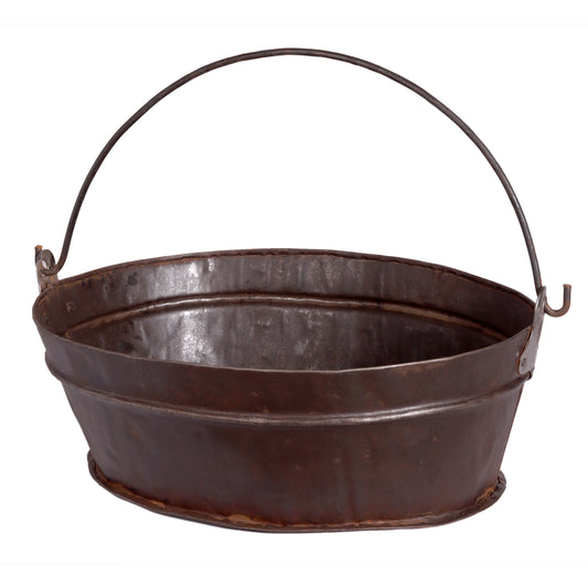 Eimer Wanne oval aus Eisen Antik mit Henkel